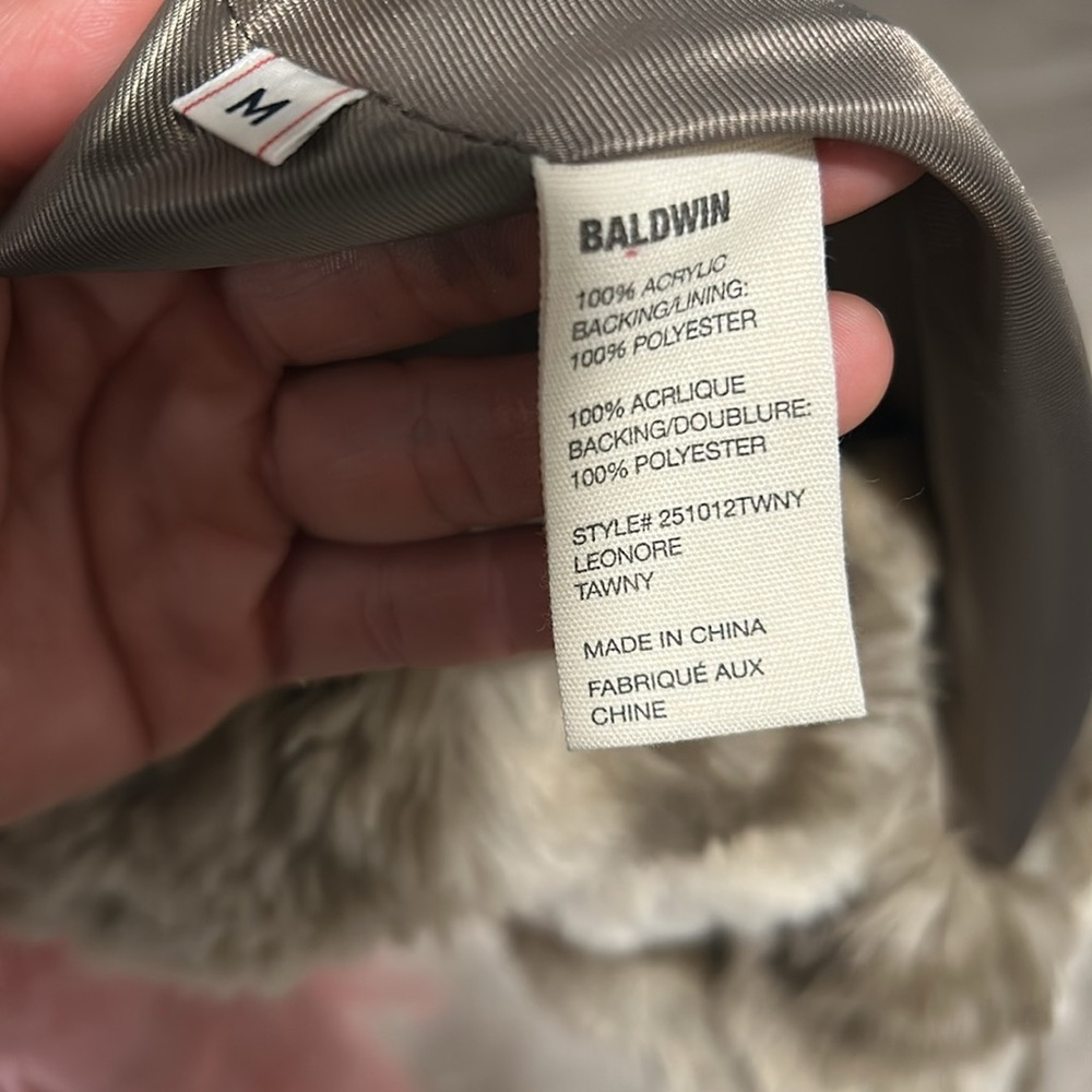 Baldwin Leonore Faux Fur Coat Women's Tan Faux Fur Coat Size Medium, - Picture 7 of 10